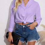 Womens Blouses Dressy Casual Long Sleeve Henley V-Neck Button Up Drop Shoulder Blouse Shirt Tops Relaxed Fit S-XXL - Zeagoo (Us Only)