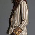 Sara - Bohemian striped blazer with printed collar