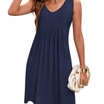 Women Summer Dresses Beach Floral Sleeveless Tshirt Sundress Pockets Casual Loose Flowy Tank Dress - Zeagoo (Us Only)