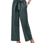Women Long Lounge Pants with Pockets High Waisted Wide Leg Business Work Trousers Pant - Zeagoo (Us Only)