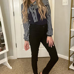 Zeagoo Bow Tie Neck Long Sleeve Shirts Work Tops