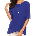 Womens Casual Scoop Neck Loose Top 3/4 Sleeve Chiffon Blouse Shirt Tops - Zeagoo (Us Only)