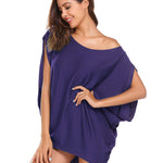 Women's Off Shoulder Blouse Loose Summer T Shirts Batwing Sleeve Tops S-XXL - Zeagoo (Us Only)