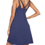 Women's Swimwear Coverups Tank Sundresses Beach Spaghetti Strap Dress Bikini Cover Up Swing Strap Dresses with Pockets - Zeagoo (Us Only)