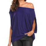 Women's Off Shoulder Blouse Loose Summer T Shirts Batwing Sleeve Tops S-XXL - Zeagoo (Us Only)