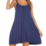 Women's Swimwear Coverups Tank Sundresses Beach Spaghetti Strap Dress Bikini Cover Up Swing Strap Dresses with Pockets - Zeagoo (Us Only)
