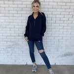 Womens Quilted Sweatshirts Quarter Zip Pullovers Lightweight Long Sleeve Stand Collar Tops with Kangaroo Pocket - Zeagoo (Us Only)