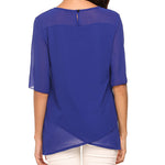 Womens Casual Scoop Neck Loose Top 3/4 Sleeve Chiffon Blouse Shirt Tops - Zeagoo (Us Only)