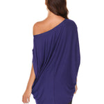 Women's Off Shoulder Blouse Loose Summer T Shirts Batwing Sleeve Tops S-XXL - Zeagoo (Us Only)