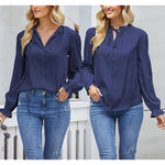Women's Frill Mock Neck Blouse Long Sleeve Ruffle Shirt Top Elegant Office Tops S-XXL - Zeagoo (Us Only)
