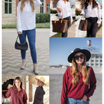 Womens Blouses Dressy Casual Long Sleeve Henley V-Neck Button Up Drop Shoulder Blouse Shirt Tops Relaxed Fit S-XXL - Zeagoo (Us Only)