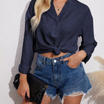 Womens Blouses Dressy Casual Long Sleeve Henley V-Neck Button Up Drop Shoulder Blouse Shirt Tops Relaxed Fit S-XXL - Zeagoo (Us Only)