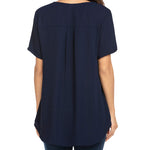 Women's Casual Tunic Summer Short Sleeve Chiffon Top Loose V Neck Dressy Office Work Shirt Blouse - Zeagoo (Us Only)
