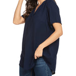 Women's Casual Tunic Summer Short Sleeve Chiffon Top Loose V Neck Dressy Office Work Shirt Blouse - Zeagoo (Us Only)