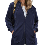 Women Zip Up Hoodies Fleece Lined Tunic Sweatshirt Long Casual Hoodie Jacket with Pockets - Zeagoo (Us Only)