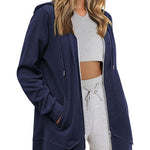 Women Zip Up Hoodies Fleece Lined Tunic Sweatshirt Long Casual Hoodie Jacket with Pockets - Zeagoo (Us Only)