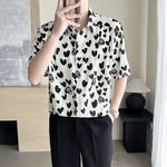 Ice Silk Loose Casual Heart Print Shirt