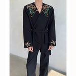 Heavy Embroidery Print Shoulder Pad Suit Jacket