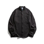Stand Collar Solid Color Loose Casual Shirt