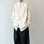 Stand Collar Solid Color Loose Casual Shirt