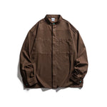 Stand Collar Solid Color Loose Casual Shirt