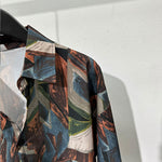 Retro Geometric Print Loose Long-sleeved Shirt