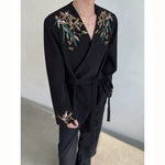Heavy Embroidery Print Shoulder Pad Suit Jacket