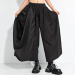 Irregular Striped Patchwork Elastic Waist Culottes
