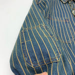 Vintage Distressed Washed Denim Striped Shirt