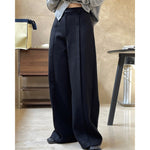 Brushed High Waist Pleated Wide Leg Trousers