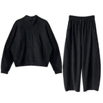 Relaxed Brushed Sweatshirt Casual Machete Pants Two-piece Suit