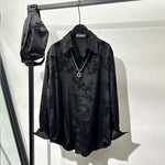 Dark Jacquard Loose Long Sleeve Shirt