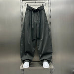 Loose-fitting Curved Elastic Waist Casual Pants
