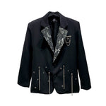 Sequined Metal Multi-chain Shoulder-padded Suit Jacket