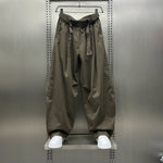 Loose-fitting Curved Elastic Waist Casual Pants