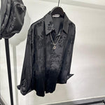 Dark Jacquard Loose Long Sleeve Shirt