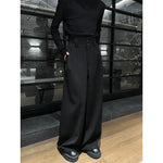 Straight High-waisted Draped Pleated Wide-leg Trousers