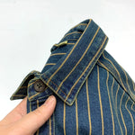 Vintage Distressed Washed Denim Striped Shirt