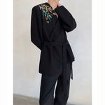 Heavy Embroidery Print Shoulder Pad Suit Jacket