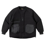 Color-blocked Crew Neck Quilted Cotton Coat