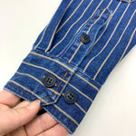 Vintage Distressed Washed Denim Striped Shirt