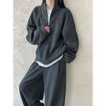 Relaxed Brushed Sweatshirt Casual Machete Pants Two-piece Suit