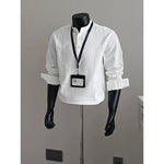 Solid Color Casual Loose Stand Collar Shirt