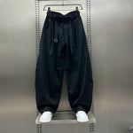 Loose-fitting Curved Elastic Waist Casual Pants