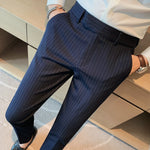 Striped Business Casual Slim Fit Suit Pants