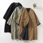 Quilted Crew Neck Loose Retro Jacket