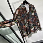 Retro Geometric Print Loose Long-sleeved Shirt