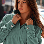 Zeagoo Women's Corduroy Tops for Women Lapel V Neck Shirts Long Sleeve Blouses Casual Sweatsuit with Pockets