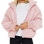 Women's Winter Long Sleeve Full Zipper Baggy Puffer Short Down Jacket Coat - Zeagoo (Us Only)