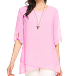 Womens Casual Scoop Neck Loose Top 3/4 Sleeve Chiffon Blouse Shirt Tops - Zeagoo (Us Only)